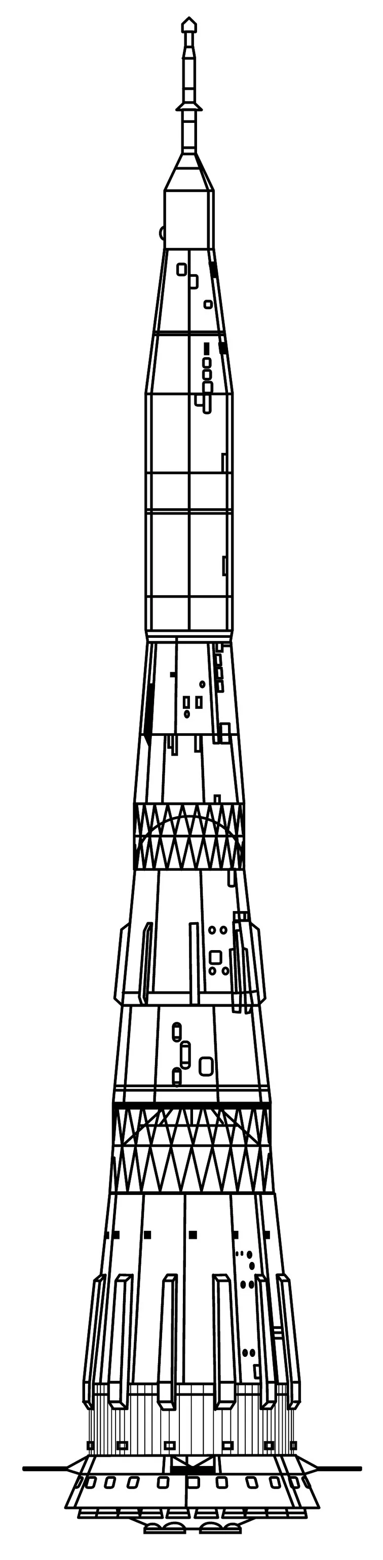 The N1's first stage clustered thirty NK-15 engines in two rings. With no way to ground-test them together, every flight was the first integrated test — and all four ended in failure, one destroying the launch pad.