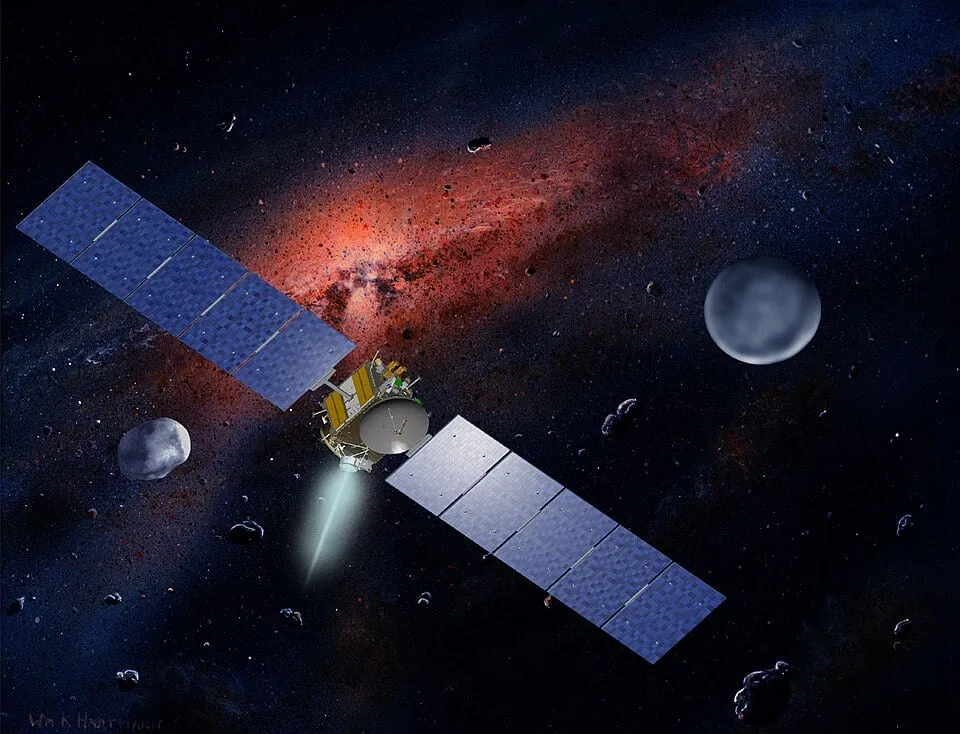 Dawn ran on a xenon-ion engine whose thrust you could have balanced on your palm — and rode that whisper for years, becoming the only craft ever to orbit two separate worlds beyond Earth: first Vesta, then Ceres.