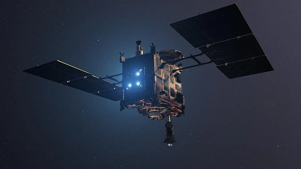 Hayabusa2 at Ryugu — JAXA’s second asteroid sample return, and the mission bold enough to fire a copper impactor into the surface to blast open a fresh crater before scooping up what it exposed.