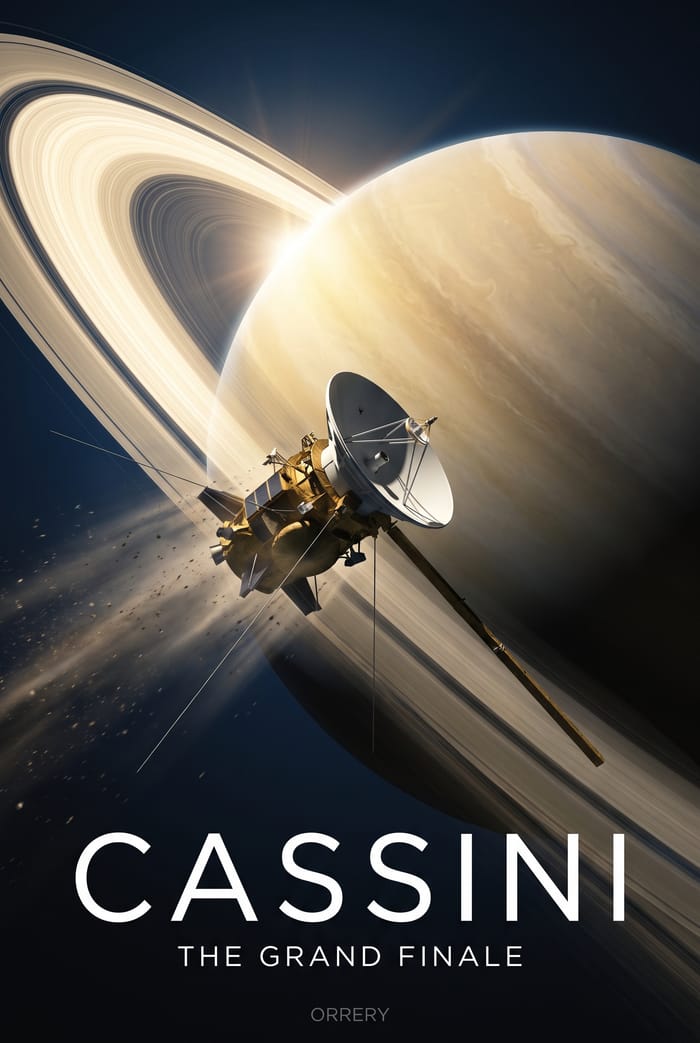 Cassini — The Grand Finale. Orrery art poster.