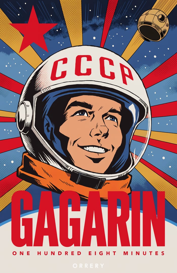 Gagarin — One hundred eight minutes. Orrery art poster.
